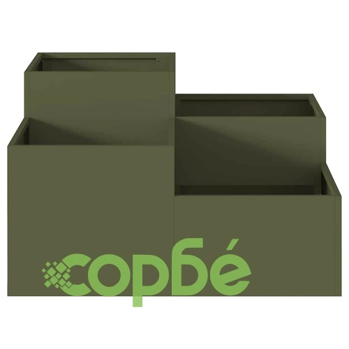 Градинска саксия от стомана 100x100x48 см маслиненозелена ➤ топ цена ➤ sorbe.bg