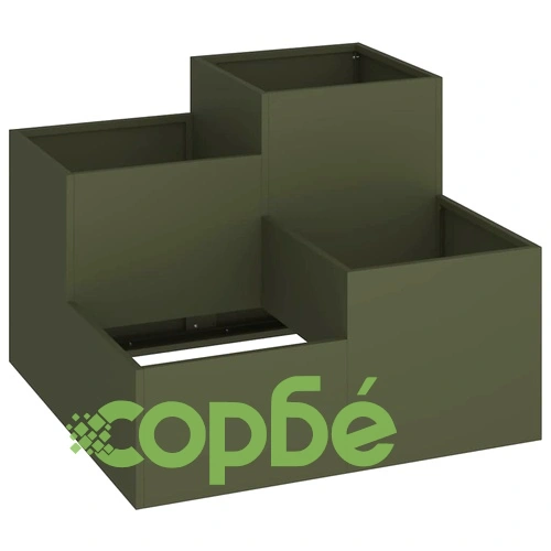 Градинска саксия от стомана 100x100x60 см маслиненозелена ➤ топ цена ➤ sorbe.bg