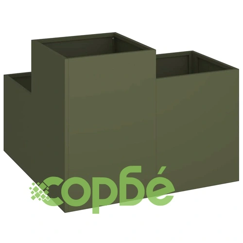 Градинска саксия от стомана 100x100x60 см маслиненозелена ➤ топ цена ➤ sorbe.bg