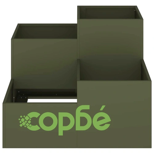 Градинска саксия от стомана 100x100x60 см маслиненозелена ➤ топ цена ➤ sorbe.bg