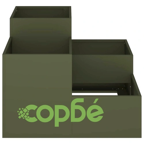 Градинска саксия от стомана 100x100x60 см маслиненозелена ➤ топ цена ➤ sorbe.bg
