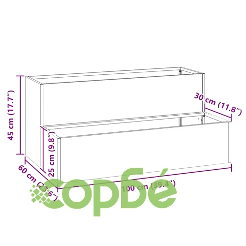 Градинска саксия от стомана черна 100x60x45 см двуетажна ➤ топ цена ➤ sorbe.bg
