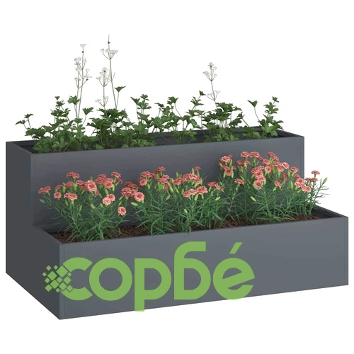 Двуетажна градинска саксия 100x60x45 см Антрацит Пластмаса ➤ топ цена ➤ sorbe.bg