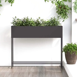 Повдигната градинска саксия от стомана 100x26x82 см черна