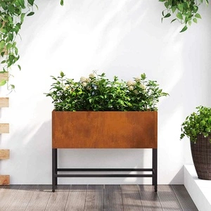 Повдигната градинска саксия от патинираща стомана 60x26x45 см