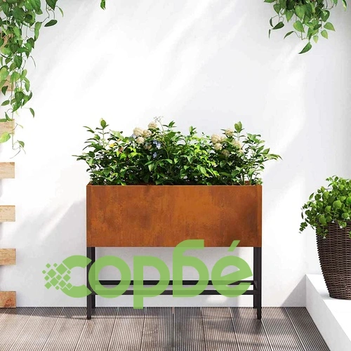 Повдигната градинска саксия от патинираща стомана 60x26x45 см ➤ топ цена ➤ sorbe.bg