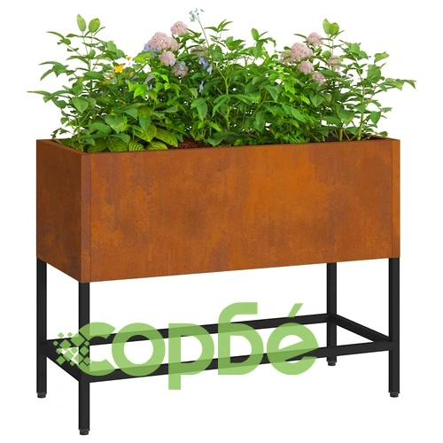 Повдигната градинска саксия от патинираща стомана 60x26x45 см ➤ топ цена ➤ sorbe.bg