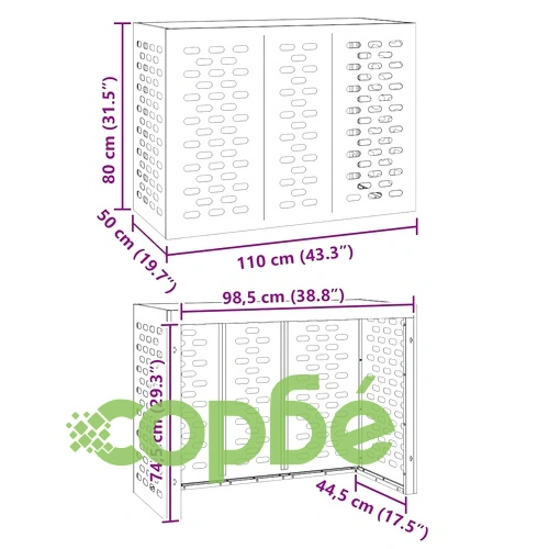 Покритие за климатик от стомана маслиненозелено 110x50x80 см ➤ топ цена ➤ sorbe.bg