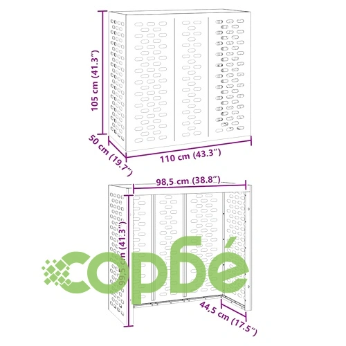 Покритие за климатик бяло 110x50x105 см стомана ➤ топ цена ➤ sorbe.bg