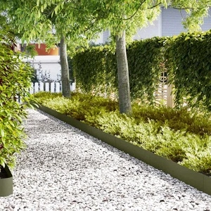 Ограда за трева, 30 бр., стомана, 100 x 0.5 x 20 см, маслинено зелено