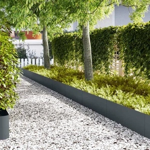 Ограда за трева, 10 бр., стомана, 100 x 0,5 x 30 см, антрацит