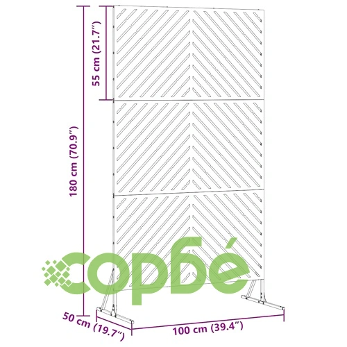 Екран за уединение от стомана 100x50x180 см, антрацит цвят ➤ топ цена ➤ sorbe.bg
