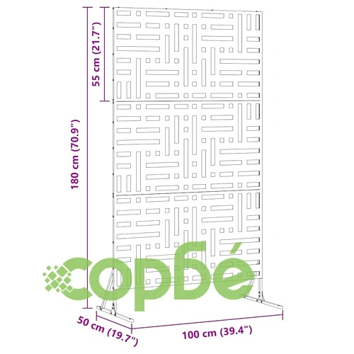 Екран за уединение 180 см черна стомана с геометричен дизайн ➤ топ цена ➤ sorbe.bg