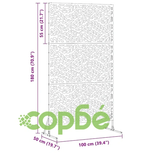 Екран за уединение черна стомана 100x50x180 см с декоративен дизайн ➤ топ цена ➤ sorbe.bg