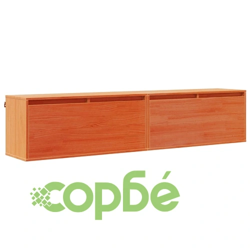 Стенен шкаф, 2 броя, масивно борово дърво, кафяво с восъчно покритие, 80 x 30 x 35 см ➤ топ цена ➤ sorbe.bg
