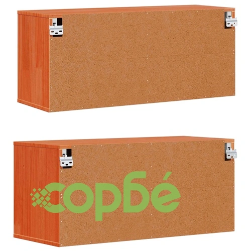 Стенен шкаф, 2 броя, масивно борово дърво, кафяво с восъчно покритие, 80 x 30 x 35 см ➤ топ цена ➤ sorbe.bg
