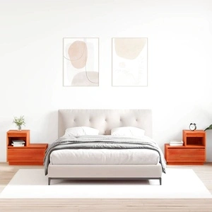 Нощни шкафчета 2 броя восъчнокафяв 60x34x51 см масивно борово дърво