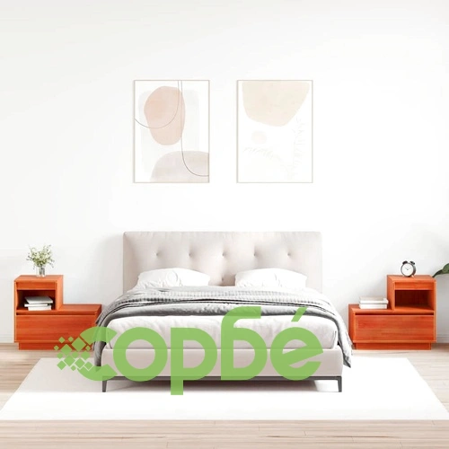 Нощни шкафчета 2 броя восъчнокафяв 60x34x51 см масивно борово дърво ➤ топ цена ➤ sorbe.bg