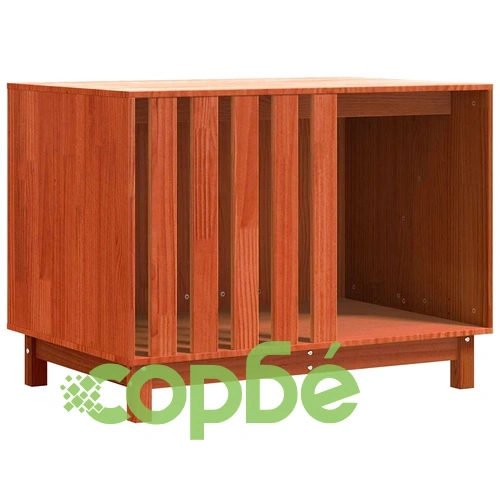 Кучешка къща от масивен бор, восъчнокафява, 100 x 70 x 70 см ➤ топ цена ➤ sorbe.bg
