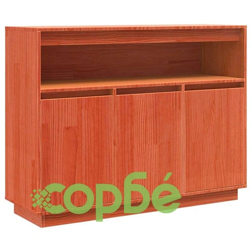 Страничен шкаф от масивно борово дърво, кафяв, 104.5 x 34 x 80 см ➤ топ цена ➤ sorbe.bg