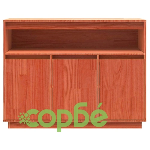 Страничен шкаф от масивно борово дърво, кафяв, 104.5 x 34 x 80 см ➤ топ цена ➤ sorbe.bg