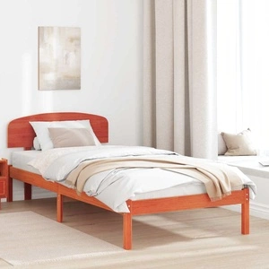 Рамка за легло с табла кафяво 90x200 см масивна борова дървесина