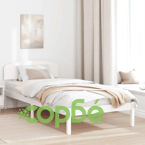 Рамка за легло с табла бяла 75x190 см масивна борова дървесина ➤ топ цена ➤ sorbe.bg
