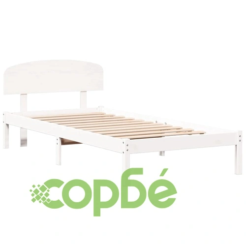 Рамка за легло с табла бяла 75x190 см масивна борова дървесина ➤ топ цена ➤ sorbe.bg