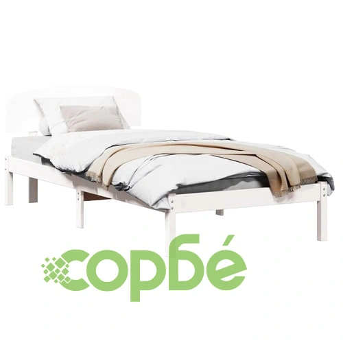 Рамка за легло с табла бяла 75x190 см масивна борова дървесина ➤ топ цена ➤ sorbe.bg