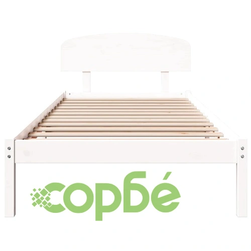 Рамка за легло с табла бяла 75x190 см масивна борова дървесина ➤ топ цена ➤ sorbe.bg