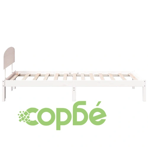 Рамка за легло с табла бяла 75x190 см масивна борова дървесина ➤ топ цена ➤ sorbe.bg