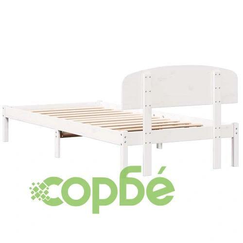 Рамка за легло с табла бяла 75x190 см масивна борова дървесина ➤ топ цена ➤ sorbe.bg