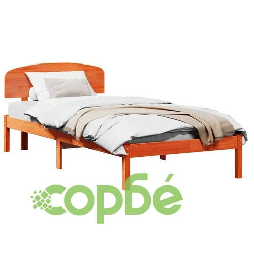 Рамка за легло с табла кафяво 75x190 см масивна борова дървесина ➤ топ цена ➤ sorbe.bg