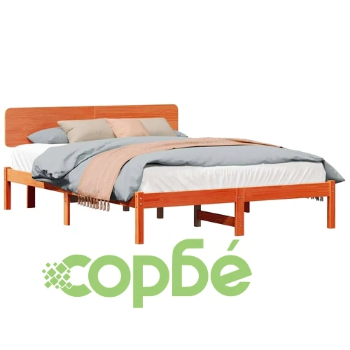 Рамка за легло с табла от масивно борово дърво с восъчно покритие 160x200 см ➤ топ цена ➤ sorbe.bg