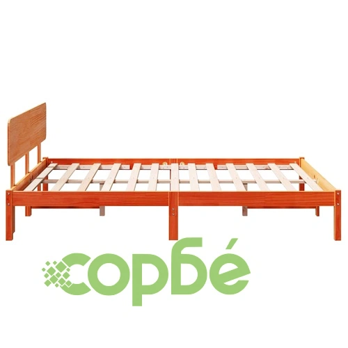 Рамка за легло с табла от масивно борово дърво с восъчно покритие 160x200 см ➤ топ цена ➤ sorbe.bg