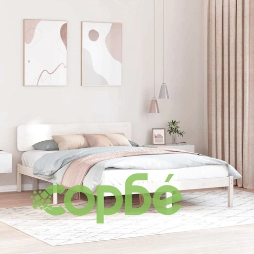 Рамка за легло с табла бяла 140x200 см масивно борово дърво ➤ топ цена ➤ sorbe.bg