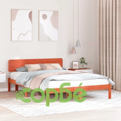 Рамка за легло с табла от масивна борова дървесина кафяво восъчно покритие 140x200 см ➤ топ цена ➤ sorbe.bg