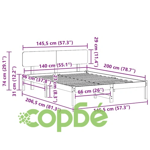Рамка за легло с табла от масивна борова дървесина кафяво восъчно покритие 140x200 см ➤ топ цена ➤ sorbe.bg