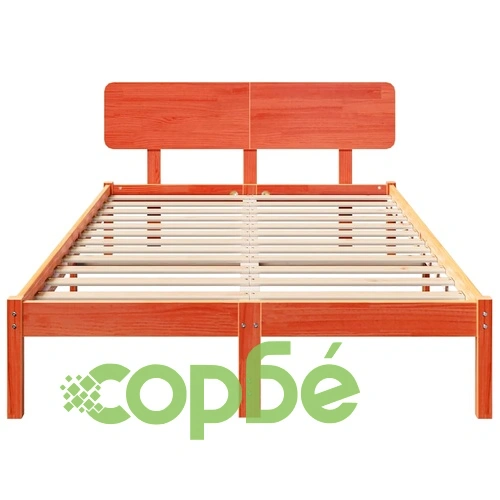 Рамка за легло с табла от масивна борова дървесина 120x190 см кафяво восъчно покритие ➤ топ цена ➤ sorbe.bg