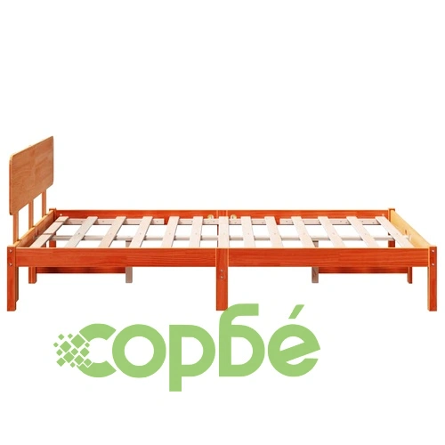 Рамка за легло с табла от масивна борова дървесина 120x190 см кафяво восъчно покритие ➤ топ цена ➤ sorbe.bg