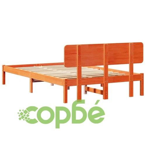 Рамка за легло с табла от масивна борова дървесина 120x190 см кафяво восъчно покритие ➤ топ цена ➤ sorbe.bg