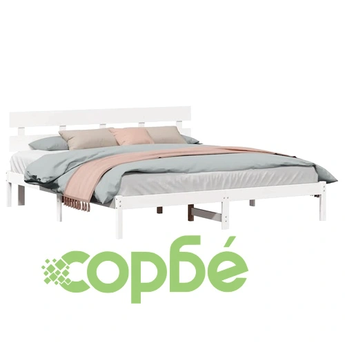 Рамка за легло с табла бяла 180x200 см масивна борова дървесина ➤ топ цена ➤ sorbe.bg