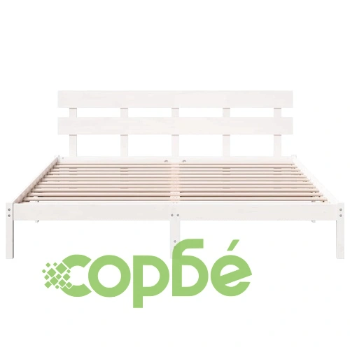 Рамка за легло с табла бяла 180x200 см масивна борова дървесина ➤ топ цена ➤ sorbe.bg