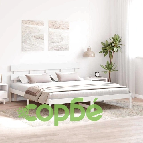 Рамка за легло с табла бяла 180x200 см масивна борова дървесина ➤ топ цена ➤ sorbe.bg
