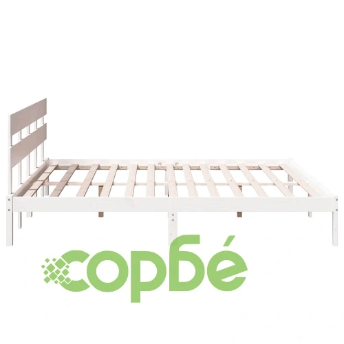 Рамка за легло с табла бяла 180x200 см масивна борова дървесина ➤ топ цена ➤ sorbe.bg