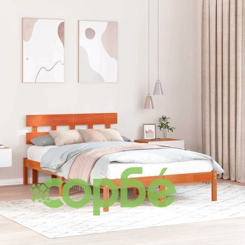 Рамка за легло с табла кафяво 140x190 см масивна борова дървесина ➤ топ цена ➤ sorbe.bg