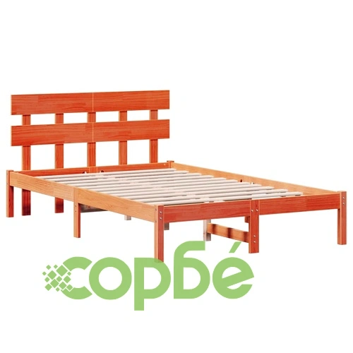 Рамка за легло с табла кафяво 140x190 см масивна борова дървесина ➤ топ цена ➤ sorbe.bg