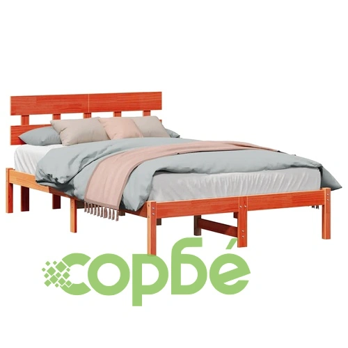 Рамка за легло с табла кафяво 140x190 см масивна борова дървесина ➤ топ цена ➤ sorbe.bg