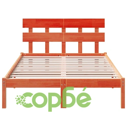 Рамка за легло с табла кафяво 140x190 см масивна борова дървесина ➤ топ цена ➤ sorbe.bg