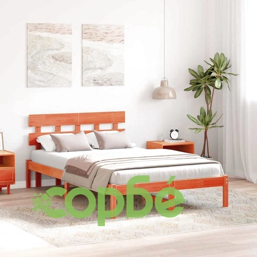 Рамка за легло с табла кафяво 140x190 см масивна борова дървесина ➤ топ цена ➤ sorbe.bg